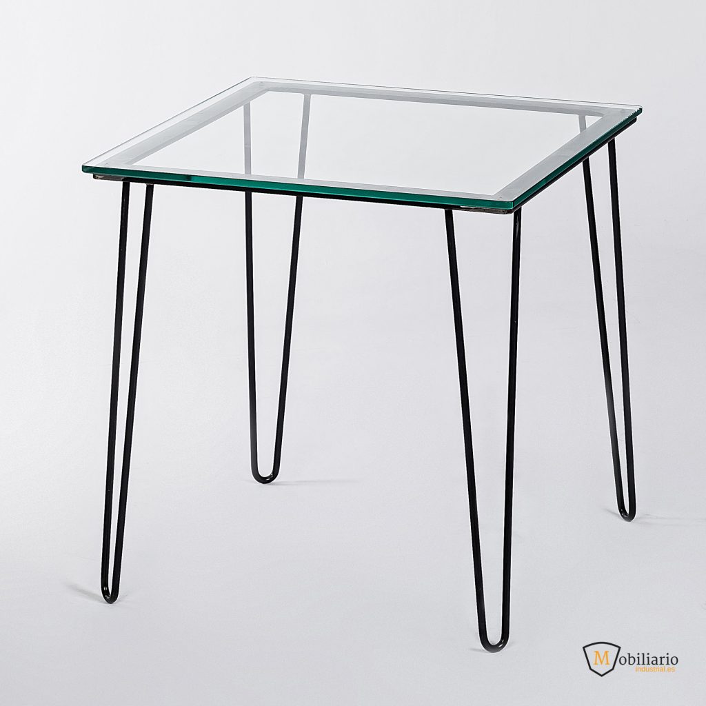 Mesa para hostelería de 2-4 comensales de cristal y acero lacado transparente Tangú