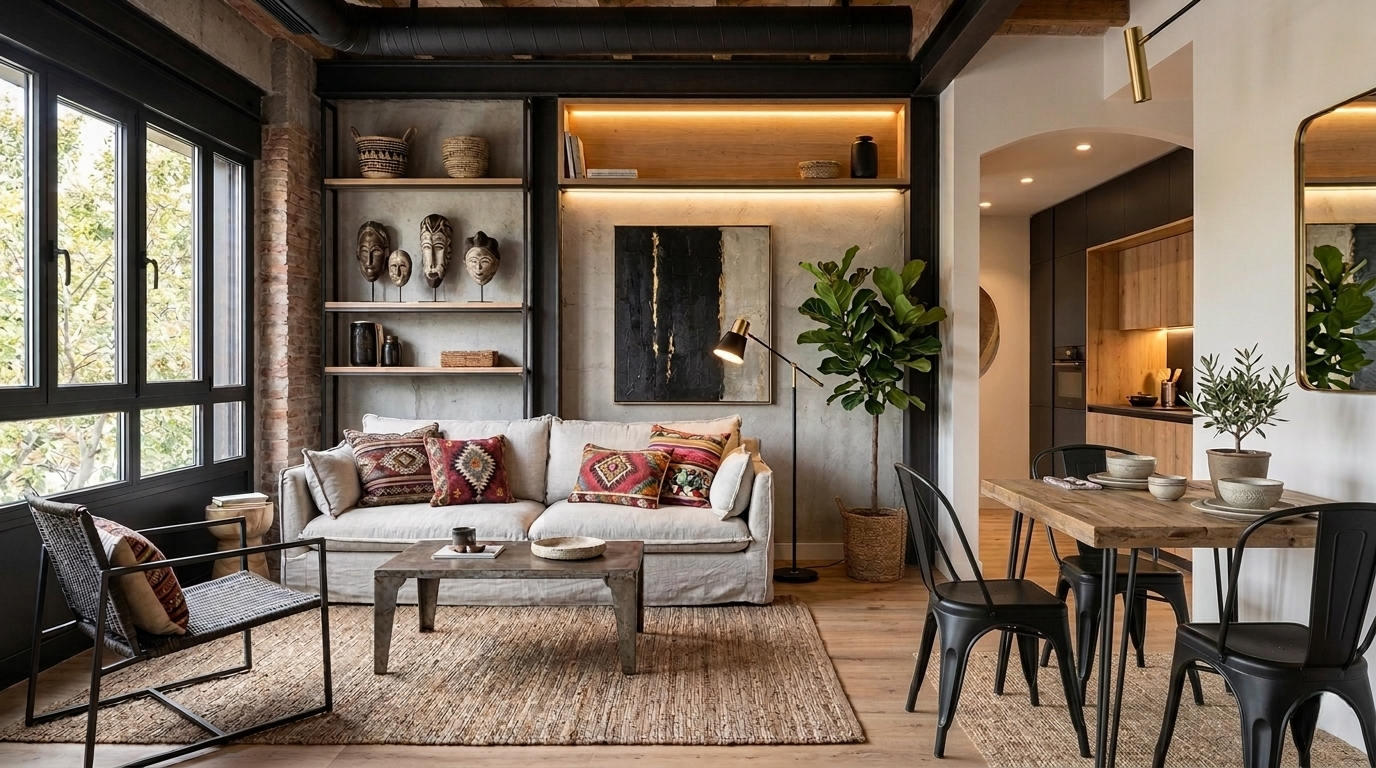 muebles de hierro y madera estilo industrial